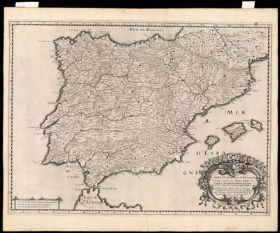 Carte Generale d'Espagne et de Tous Les Royaumes y Compris Nouvellemment dressee Par N.S. Ingenieur & Geographe du Roy.