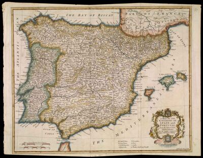 A Map of the Kingdoms of Spain and Portugal from the latest & best Observations, For Mr. Tindal's Continuation of Mr. Rapin's history