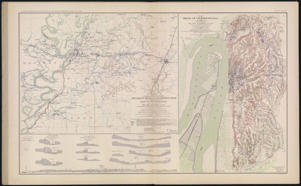Map of the country between Milliken's Bend, LA. and Jackson, Miss. showing the routes followed by the Army of the Tennessee under the command of Maj. Gen. U. S. Grant, U. S. Vls. in its march from Milliken's Bend to rear of Vicksburg in April and May, 1863.