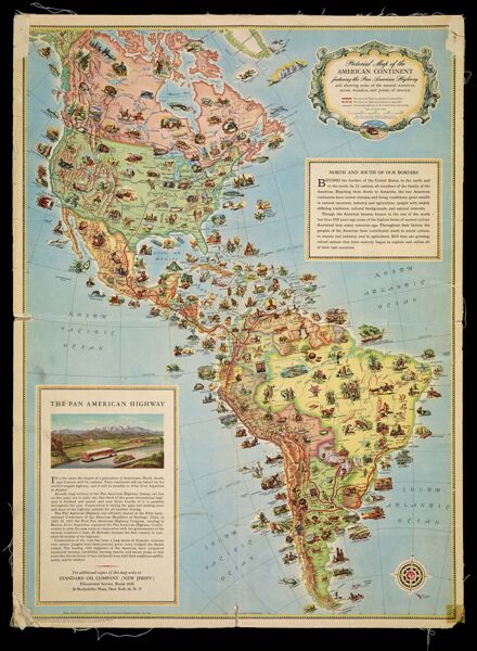 Pictorial Map of the American Continent featuring the Pan American Highway