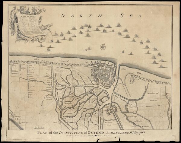 Plan of the Investiture of Ostend Surrenderd, 6 July, 1706 : for Mr. Tindal's continuation of Mr. Rapin's History of England