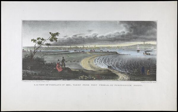 S.E. view of Portland in 1832, taken from Fort Preble