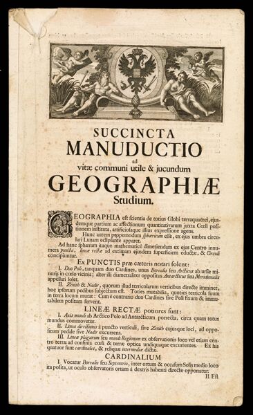 Succincta Manductio ad vitae communi utile and jucundum Geographiae studium