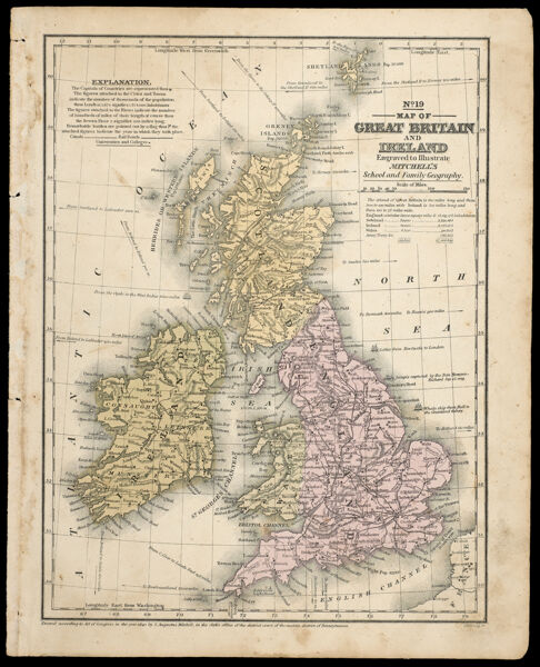 Map of Great Britain and Ireland engraved to illustrate Mitchell's School and Family Geography