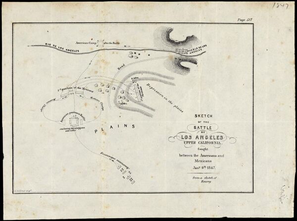 Sketch of the battle of Los Angeles, upper California, fought between the Americans and Mexicans
