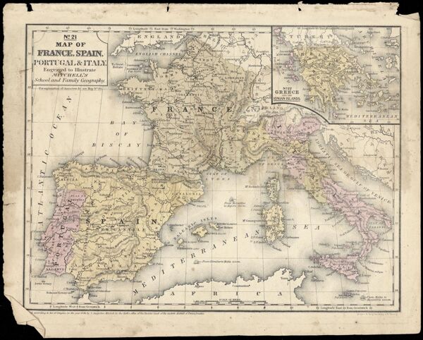 Map of France, Spain, Portugal & Italy