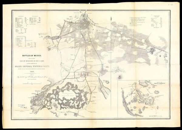 Battles of Mexico.  Survey of the Lines of Operations of the U.S. Army under command of General Winfield Scott, on the 19th & 20th August & on the 8th, 12th, & 13th September, 1847.
