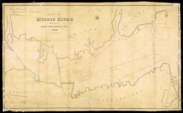 Plan of Mystic River showing the Harbor Commissioners Lines. Dec. 1854.