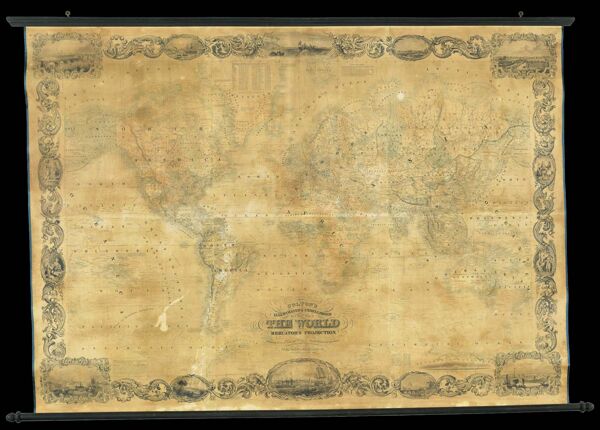 Colton's Illustrated and Embellished Steel Plate Map of the World on Mercators Projection