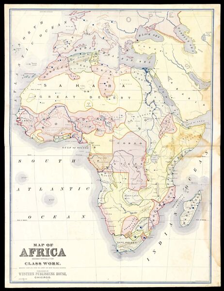Map of Africa designed especially for class work, recently compiled from the latest and most reliable sources.