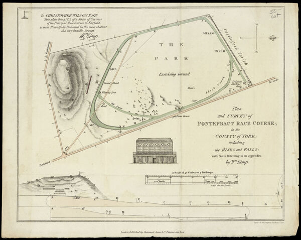 Plan and Survey of Pontefract Race Course; in the County of York including the Rises and Falls; with Notes Referring to an appendix, by Wm. Kemp.