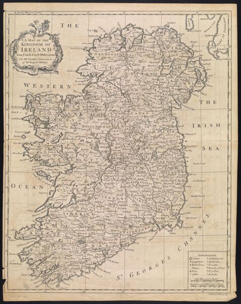 A Map of the Kingdom of Ireland from ye latest & best Observations, For Mr. Tindal's continuation of Mr. Rapin's History
