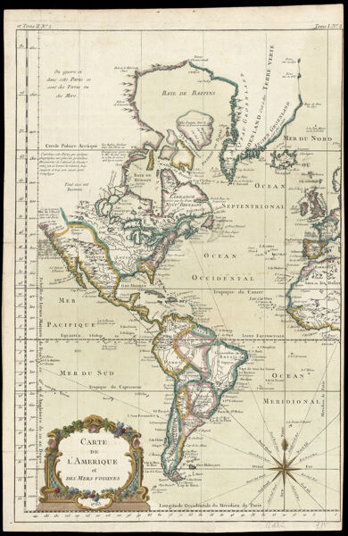 Carte de l'Amerique et des Mers Voisines