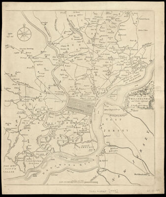 A Map of Philadelphia and Parts Adjacent. by N. Scull and G. Heap