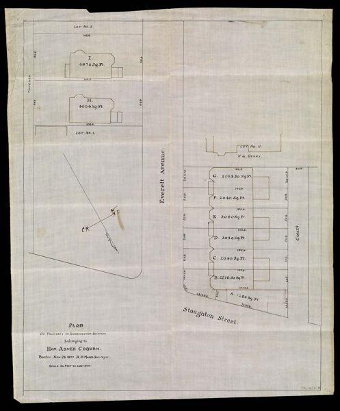 Plan of Property in Dorchester, Boston, belonging to Hon. Abner Coburn.