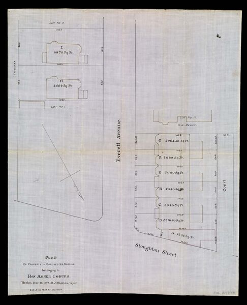 Plan of Property in Dorchester, Boston, belonging to Hon. Abner Coburn
