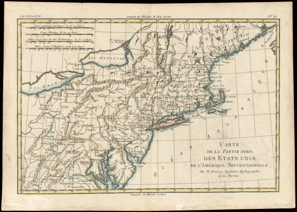 Carte de la Partie Nord, des Etats Unis, de l'Amérique Septentrionale par M. Bonne, Ingénieur-Hydrographe de la Marine