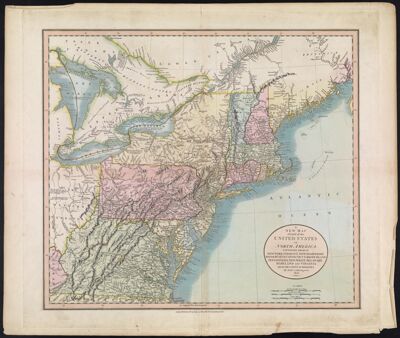 A New Map of Part of the United States of North America, containing those of New York, Vermont, New Hampshire, Massachusetts, Connecticut, Rhode Island, Pennsylvania, New Jersey, Delaware, Maryland and Virginia by John Cary, Engraver. 1806.