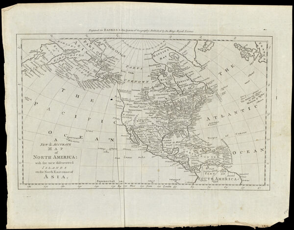 A New & Accurate Map of North America; with the new discovered Islands on the North East coast of Asia.