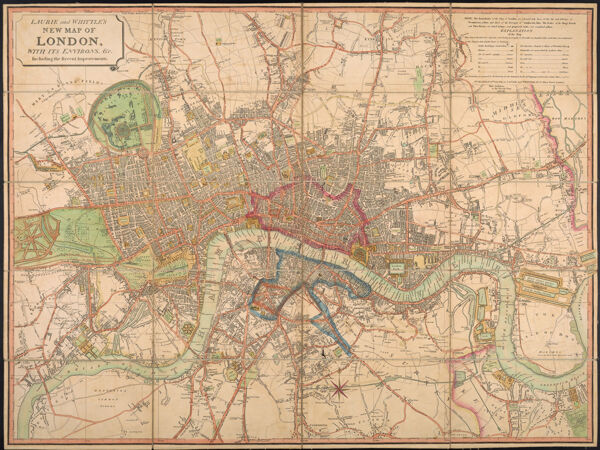 Laurie and Whittle's New Map of London, with its Environs, & c. Including the Recent Improvements