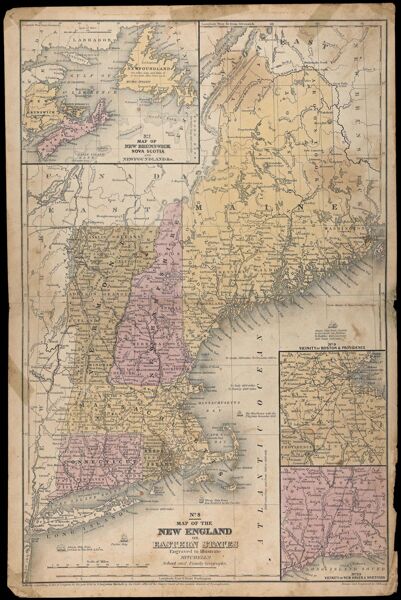Map of New England or Eastern States Engraved to Illustrate Mitchell's School and Family Geography
