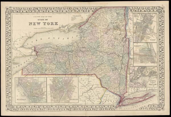 County Map of the State of New York drawn and engraved by W.H. Gamble
