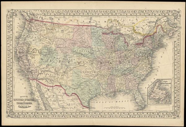 Map of the United States, and Territories. Together with Canada &c.