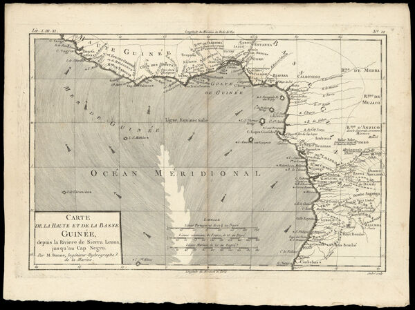 Carte de la Haute et de la Basse Guinée depuis la Riviere de Sierra Leona, jusqu 'au Cap Negro par M. Bonne, Ingénieur-Hydrographe de la Marine.