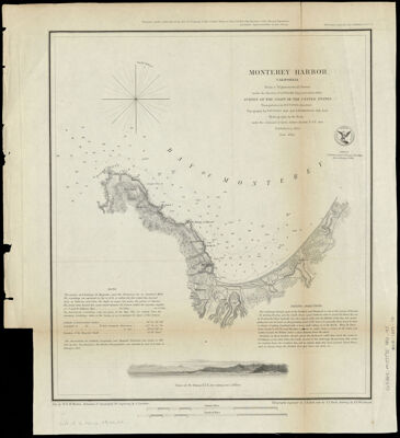 Monterey Harbor, California from a Trigonometrical Survey under the direction of A.D. Bache, Superintendent of the Coast of the United States Triangulation by R.D. Cutts, Assistant Topography by R.D. Cutts and A.M. Harrison, Sub-Asst. Hydrography by the Party under the command of Lieut. James Alden, N.S.N. Asst. Published in 1852