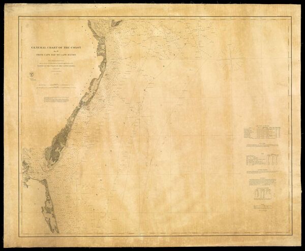 General Chart of the Coast. No. IV, from Cape May to Cape Henry. From a Trigonometrical Survey under the direction of F.R. Hassler and A.D. Bache, Superintendents of the Survey of the Coast of the United States