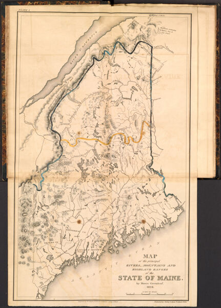 Map of the principal rivers, mountains and highland ranges of the state of Maine. by Moses Greenleaf. 1828
