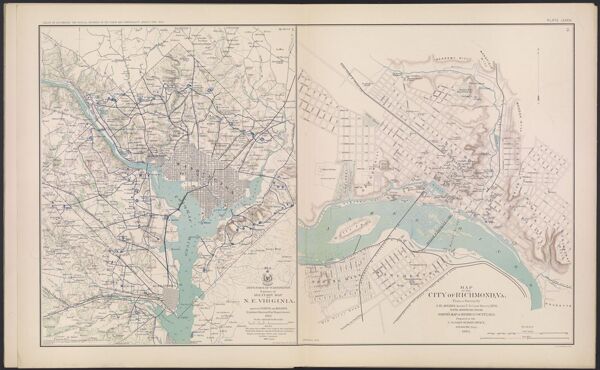No. 1.  Defenses of Washington.  Extract of military map of N. E. Virginia, showing forts and roads.  Engineer Bureau, War Department, 1865.