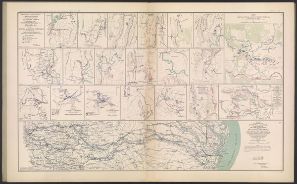 [Title to maps 1 to 19 inclusive.]  Campaign maps showing position of the 20th Army Corps on the march from Chattanooga, Tenn., to Atlanta, GA. with dates and Union and Rebel defenses from surveys by Capt. Samuel A. Bennett, topographical engineer, 20th Army Corps.