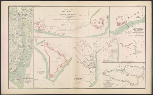 Department of Cape Fear.  Maj. Gen.  W. H. C. Whiting, commanding.  Section of map of parts of Brunswick and New Hanover Counties.  Showing the approaches to Wilmington, N. C.