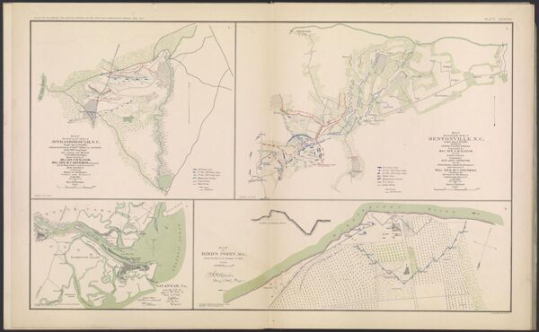 Map illustrating the Battle of Averasborough, N. C. fought March 16th, 1865, between the divisions of genls. Ward and Jackson of the 20th Army Corps and Carlin and Morgan of the 14th Army Corps, all under command of Maj. Gen. H. W. Slocum, Maj. Gen. W. T. Sherman being present and the rebel forces under command of Gen. Hardee, resulting in the defeat of the rebels.