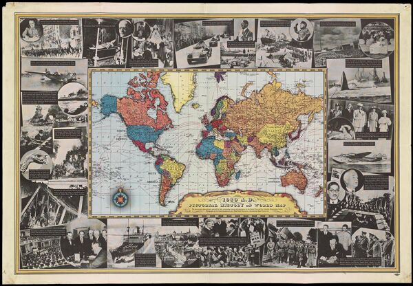 1939 A.D. Pictorial History and World Map