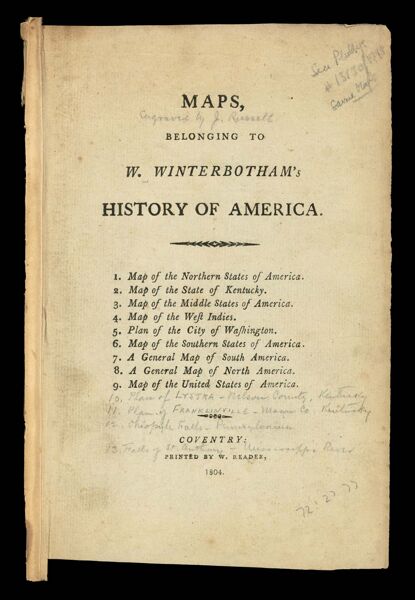 Maps belonging to W. Winterbotham's History of America.