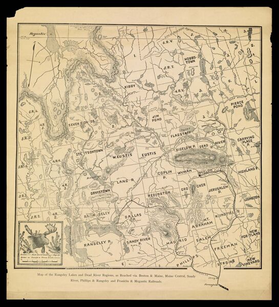 Map of the Rangeley Lakes and Dead River Regions, as Reached via. Boston & Maine, Maine Central, Sandy River, Phillips & Rangeley and Franklin & Megantic Railroads.