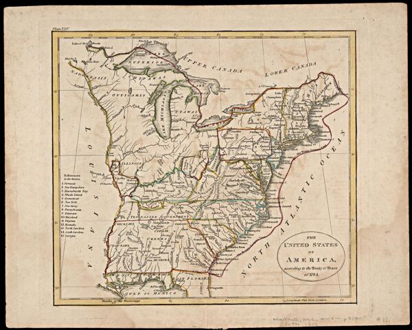 The United States of America according to the Treaty of Peace of 1784