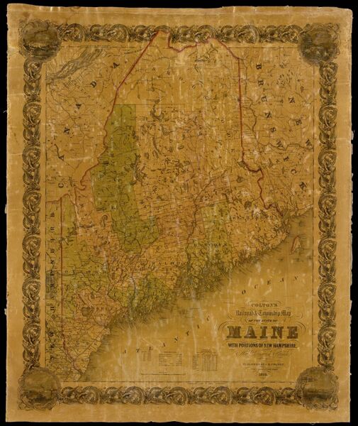 Colton's Railroad & Township Map of the state of Maine with portions of New Hampshire, New Brunswick & Canada.