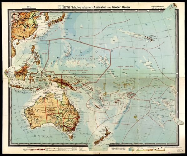 H. Harms schulwandkarten : Australien und Grosser Ozean