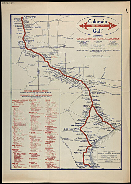 Colorado-Gulf Highway : proposed by the Colorado to Gulf Highway Association, also advocated by the National Highways Association, Washington, D.C., May 1922