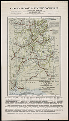 National Highways map of the State of Alabama showing eighteen hundred miles of national highways proposed by the National Highways Association