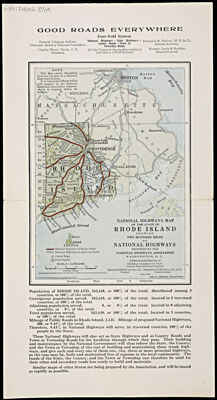 National highways map of the state of Rhode Island : showing two hundred miles of national highways proposed by the National Highways Association