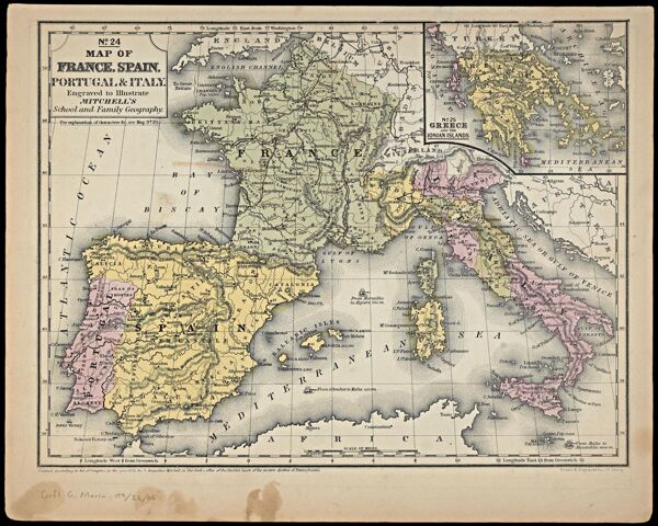 Map of France, Spain, Portugal & Italy