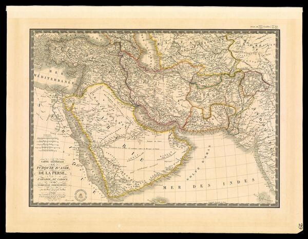 Carte générale de la Turquie d'Asie, de la Perse, de l'Arabie, du Caboul et du Turkestan independant