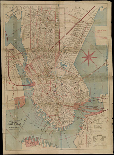 C.W. Hobbs' Traveler's Guide Map to the City of Boston.