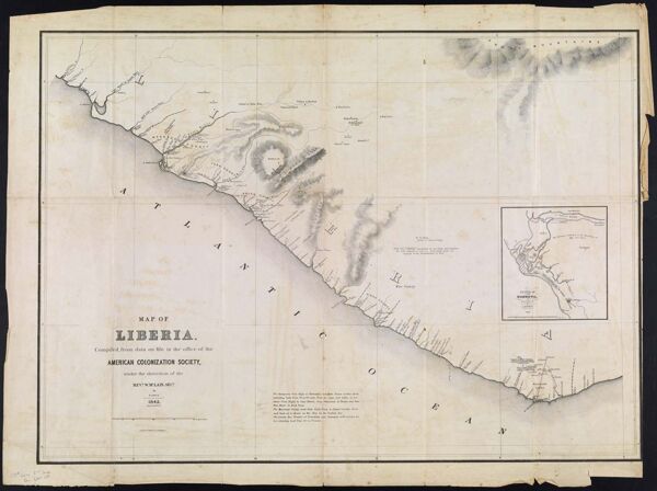 Map of Liberia. Compiled, from data on file in the office of the American Colonization Society, under the direction of the Revd. W. McLain, Secy. by R. Coyle