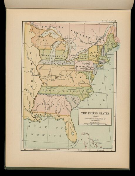 The United States 1783.  Subdivisions as claimed by states.