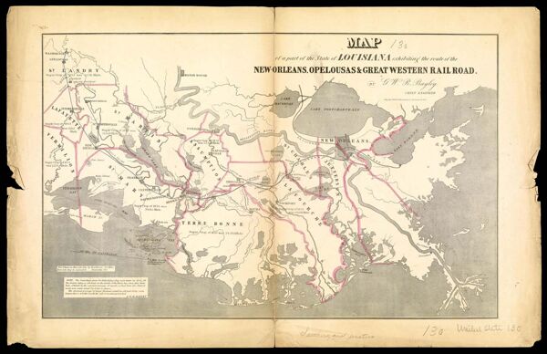 Map of a part of the State of Louisiana exhibiting the route of the New-Orleans, Opelousas & Great Western Rail Road